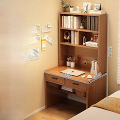 Compact Study Desk with Hutch - wooden wall shelf and organizer