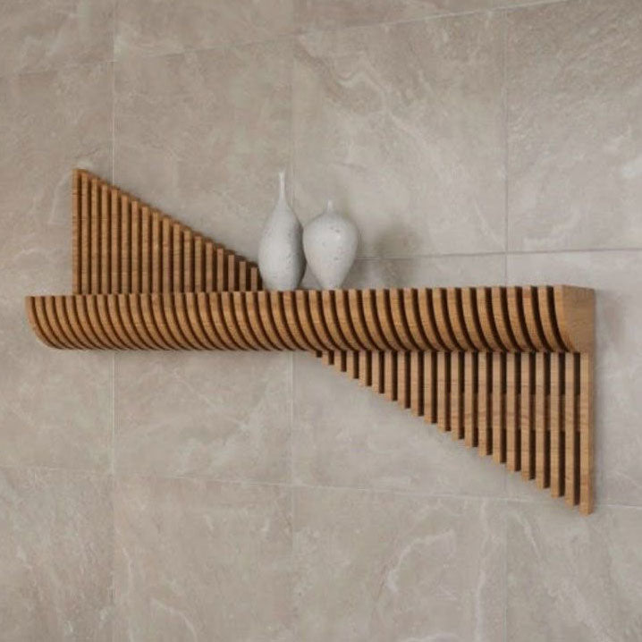 Geometric Ribbed Wall Shelf - wooden wall shelf and organizer