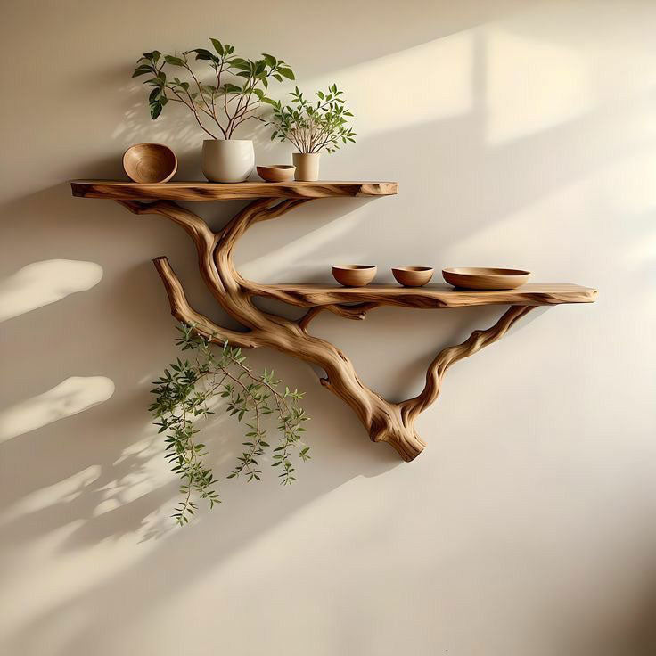 Nature’s Branch Wooden Shelf - wooden wall shelf and organizer