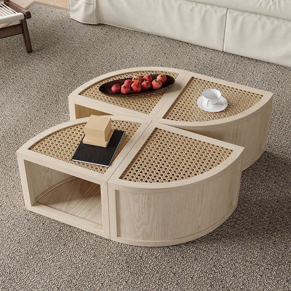 Quadra Cane Coffee Table - wooden wall shelf and organizer