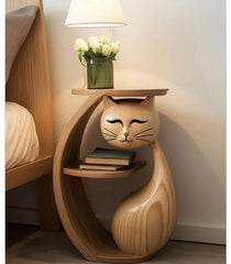 Serenity Cat Side Table - wooden wall shelf and organizer