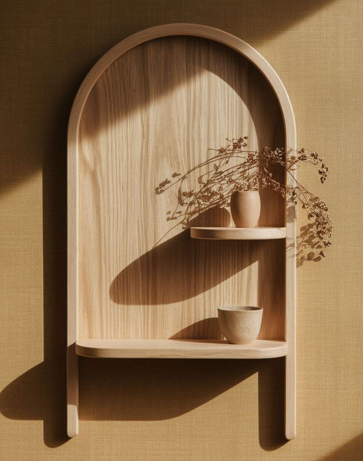 Arch Minimal Shelf (Single Tier) - wooden wall shelf and organizer