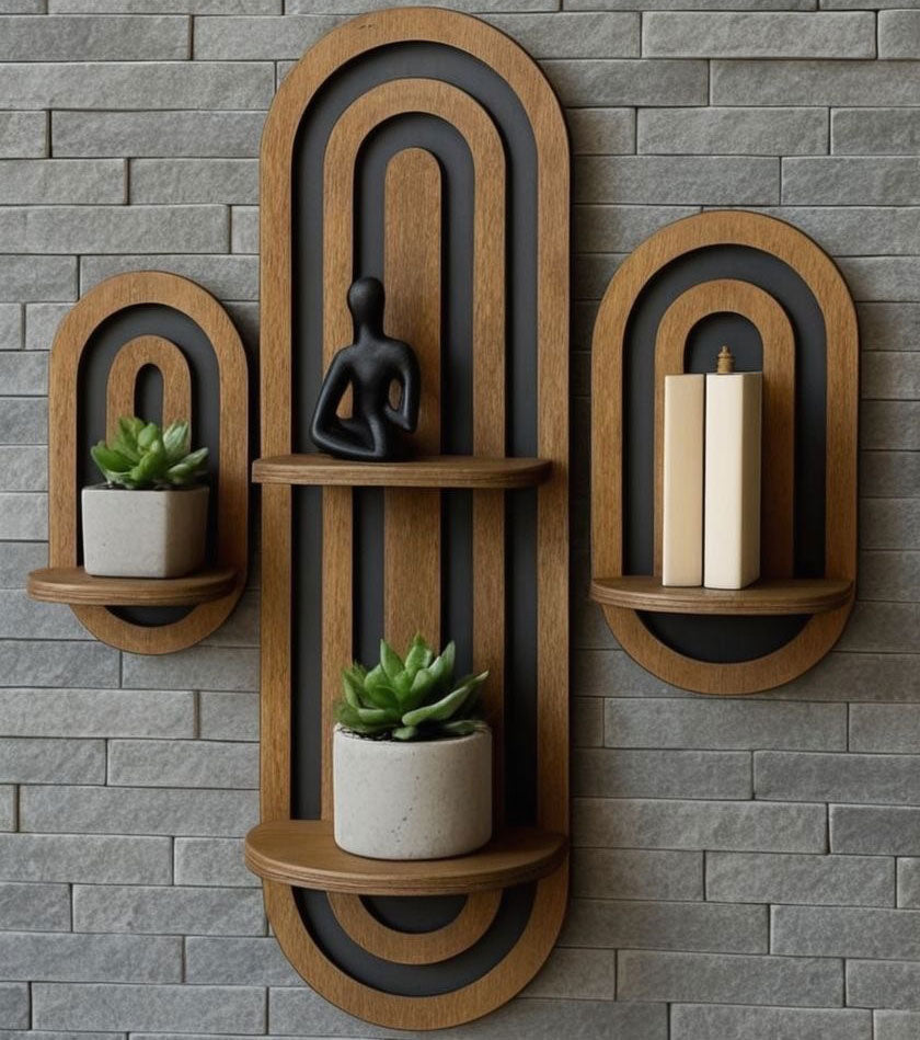 Arched Harmony Wall Shelf - wooden wall shelf and organizer