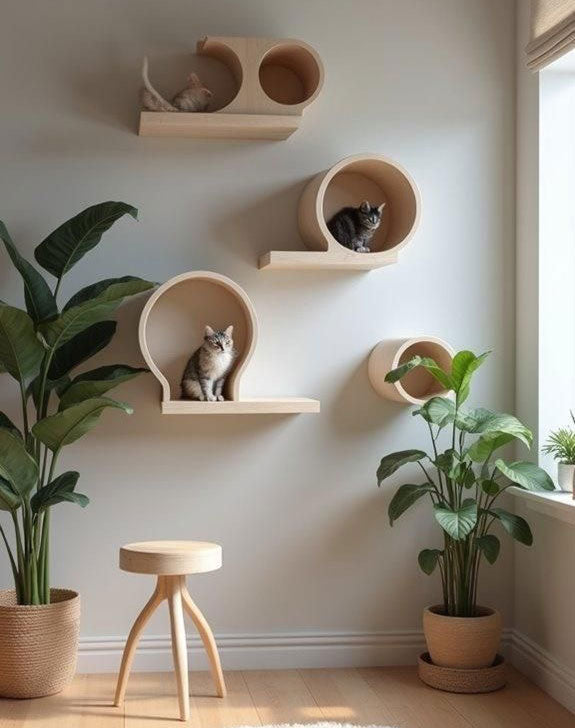 Cat Haven Wall Shelf Set - wooden wall shelf and organizer