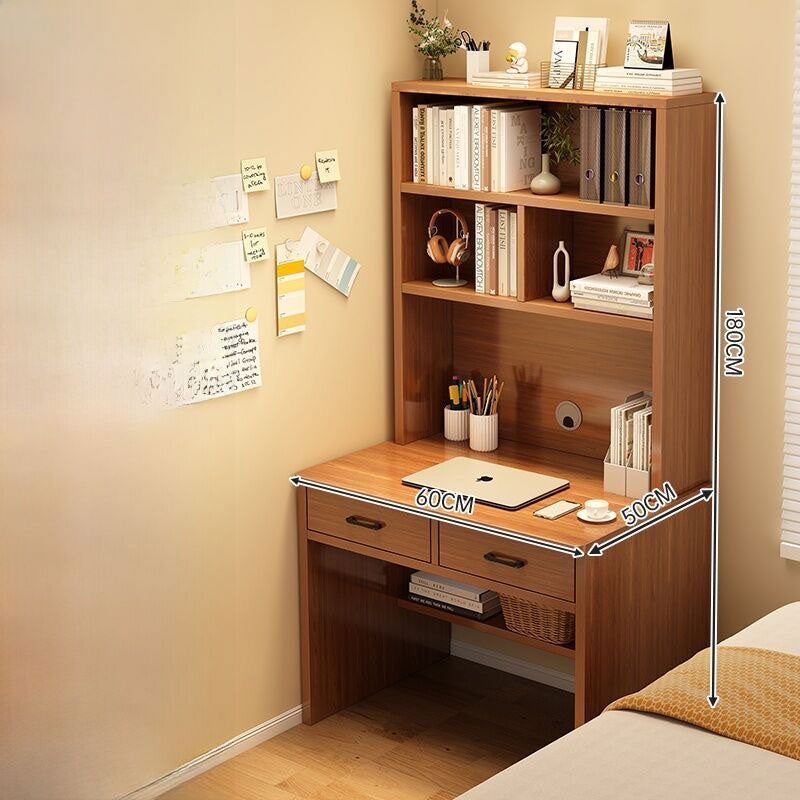 Compact Study Desk with Hutch - wooden wall shelf and organizer
