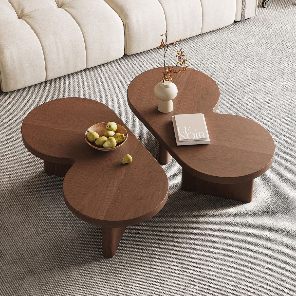 Duo Bean Coffee Tables - wooden wall shelf and organizer