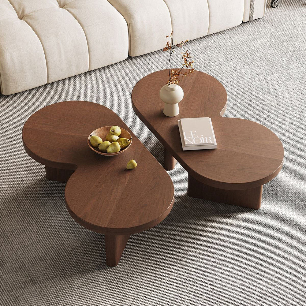 Duo Bean Coffee Tables - wooden wall shelf and organizer