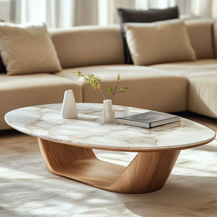 Marble Harmony Coffee Table - wooden wall shelf and organizer