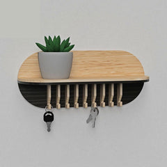 Nordic Minimalist Key Rack Shelf - wooden wall shelf and organizer