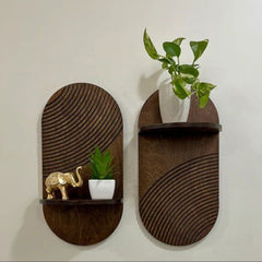 Twin Curve Wall Shelf Set - wooden wall shelf and organizer