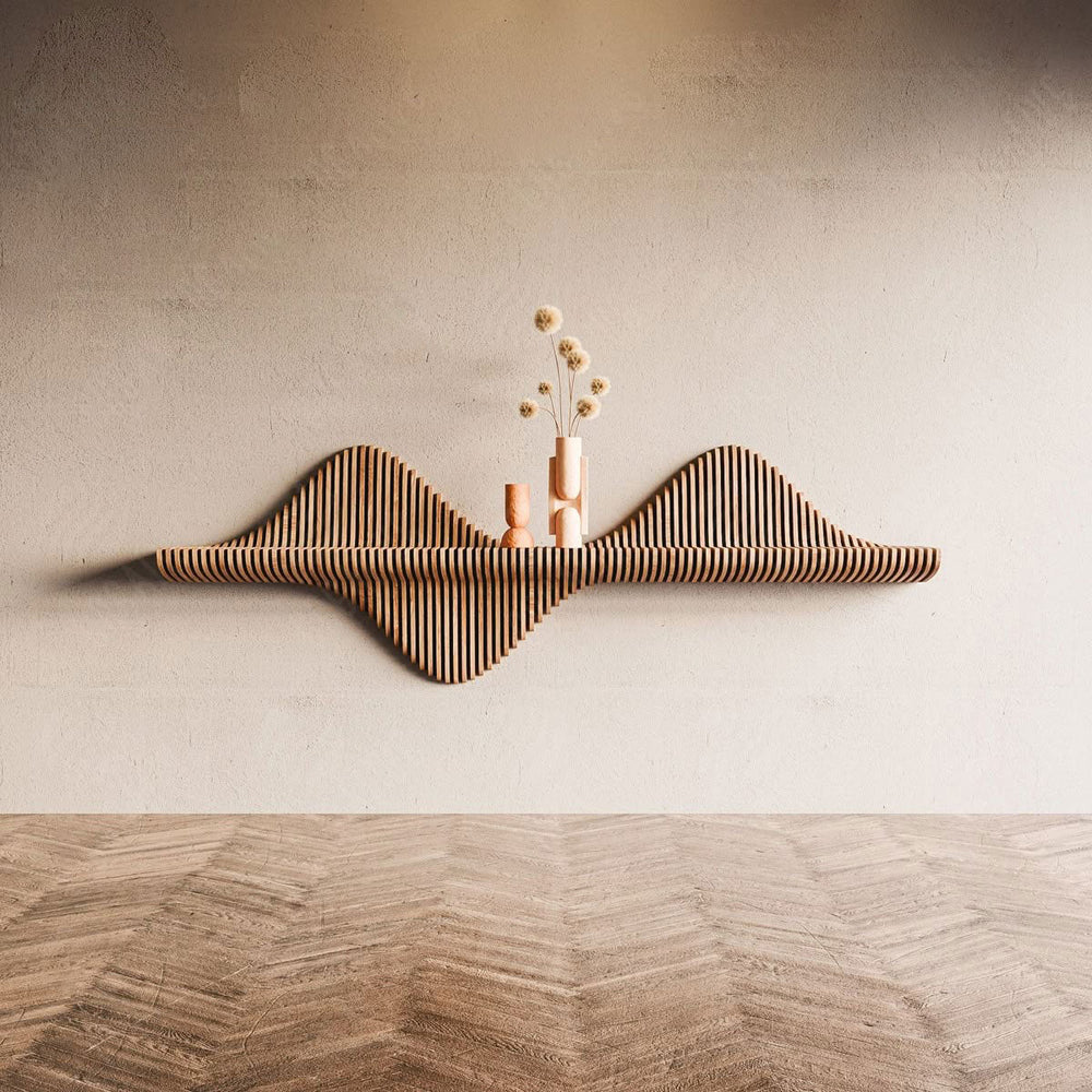 Waveform Parametric Shelf - wooden wall shelf and organizer